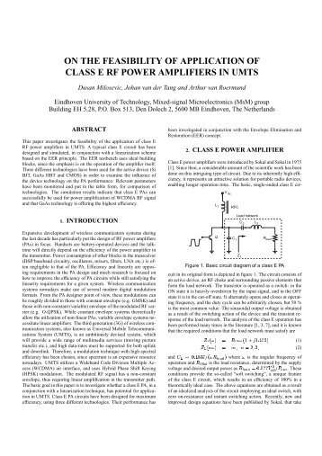 on the feasibility of application of class e rf power amplifiers in umts