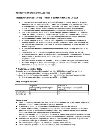 FONDS ETCS-PUNTEN BUITENLAND 2006 Procedure/werkwijze ...