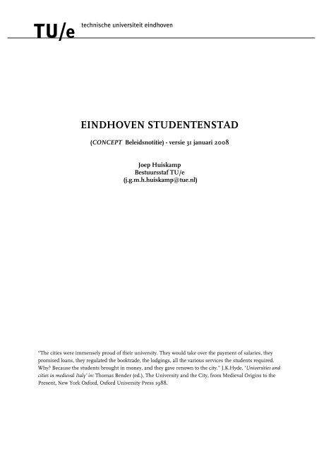 Eindhoven Studentenstad (CONCEPT Beleidsnotitie) - Technische ...