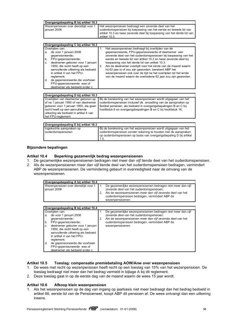 Pensioenreglement d.d. 01-01-2007