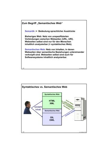 Zum Begriff „Semantisches Web“ Syntaktisches vs. Semantisches Web