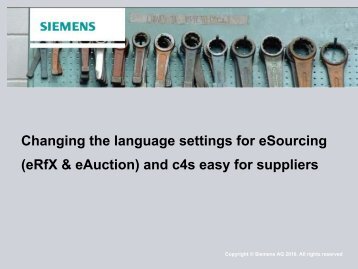 Changing Language Settings for c4s easy and eSourcing - Siemens