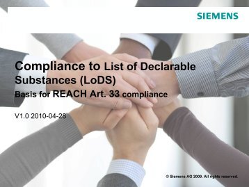 Compliance to List of Declarable Substances (LoDS) - Siemens