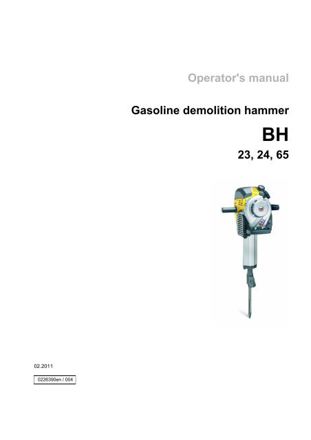 Operator's manual Gasoline demolition hammer ... - Wacker Neuson