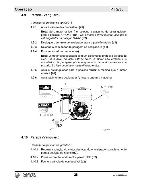 PT 2/3 /... Operação - Wacker Neuson