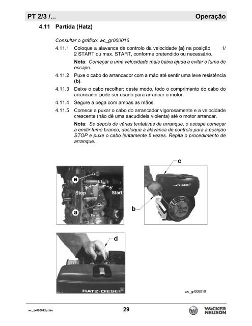 PT 2/3 /... Operação - Wacker Neuson