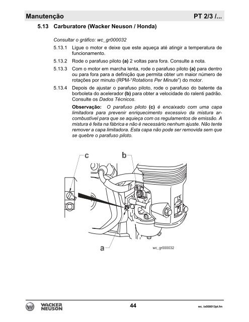 PT 2/3 /... Operação - Wacker Neuson