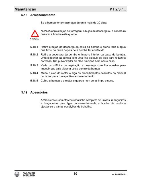 PT 2/3 /... Operação - Wacker Neuson