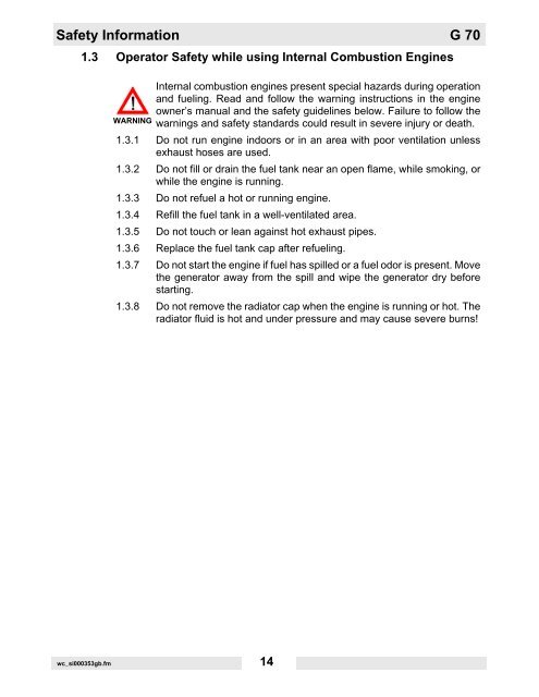 Repair Manual Mobile Generator - Wacker Neuson