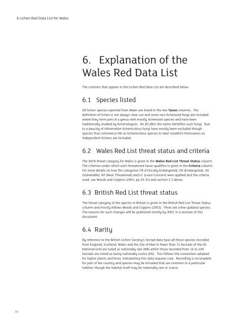 Welsh Lichen Red List - Lichens of Wales