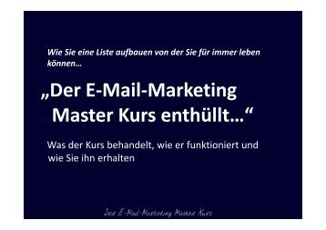 „Der E-Mail-Marketing ..Master Kurs enthüllt ... - Walladoo Limited