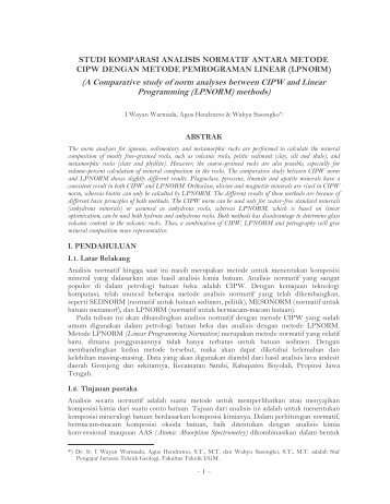 Studi Komparasi Analisis Normatif Antara Metode CIPW dengan