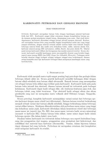 KARBONATIT: PETROLOGI DAN GEOLOGI EKONOMI 1 ...