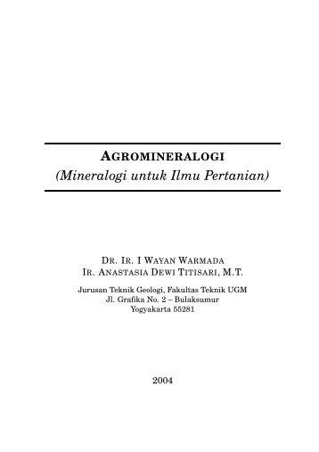 AGROMINERALOGI (Mineralogi untuk Ilmu Pertanian)