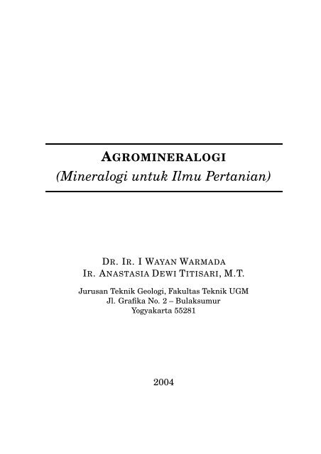 AGROMINERALOGI (Mineralogi untuk Ilmu Pertanian)