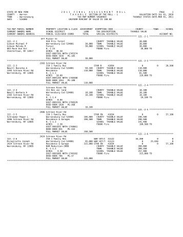 2011 Warrensburg Final Assessment Rolls - Warren County