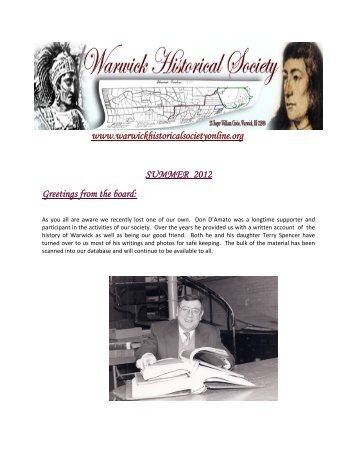 August 2012 - Warwick Historical Society