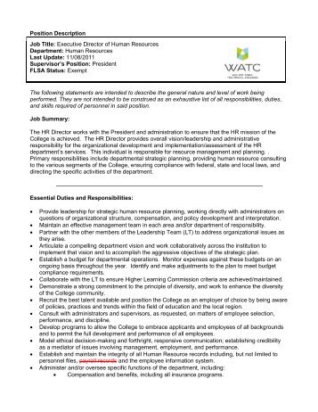 personnel director job description