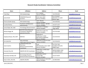 Research Study Coordinators' Advisory Committee