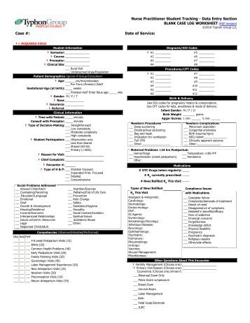 Nurse Practitioner Student Tracking Data Entry Section