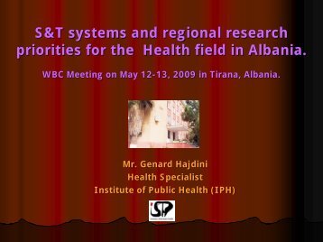 Presentation Health in Albania - WBC-Inco