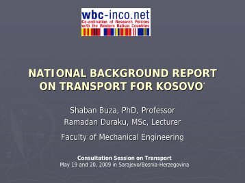 Presentation Transport in Kosovo - WBC-INCO Net