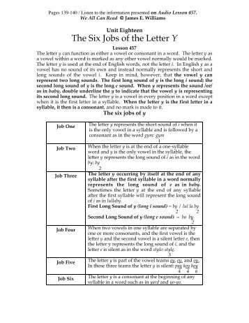 The Six Jobs of the Letter Y - We All Can Read