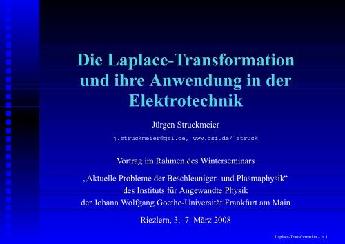 Die Laplace-Transformation und ihre Anwendung in der ... - GSI