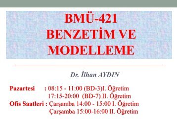 BMÜ-421 BENZETİM VE MODELLEME