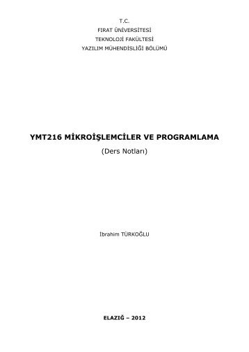 YMT216 MİKROİŞLEMCİLER VE PROGRAMLAMA