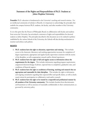 Statement of the Rights and Responsibilities of Ph.D. Students at ...