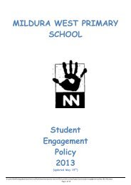 STUDENT ENGAGEMENT POLICY - Mildura West Primary School