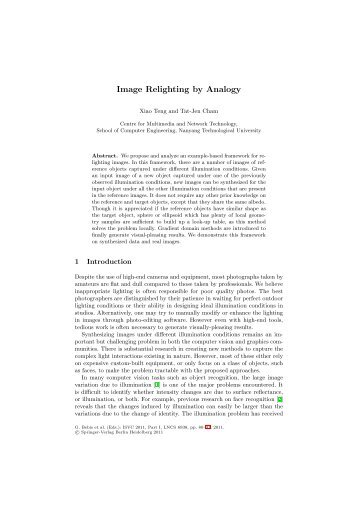 Image Relighting by Analogy - Nanyang Technological University