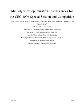 Multiobjective optimization Test Instances for the CEC 2009 Special ...