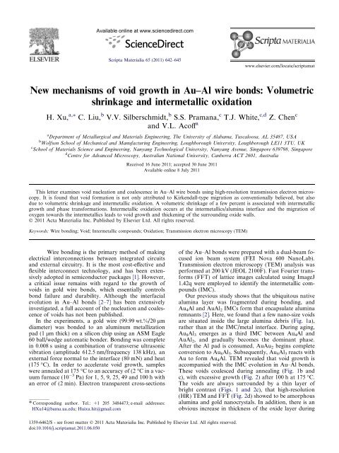 New mechanisms of void growth in Au-Al wire bonds - Nanyang ...