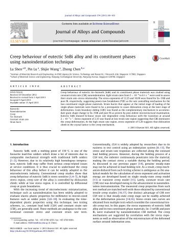 Creep behaviour of eutectic SnBi alloy and its constituent phases ...