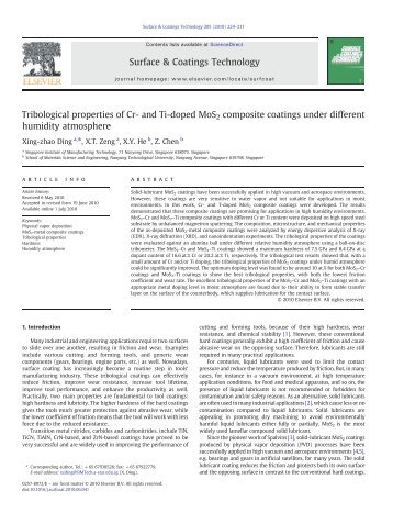 and Ti-doped MoS2 composite coatings under different humidity ...