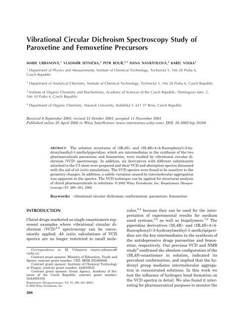 Vibrational Circular Dichroism Spectroscopy Study of ... - Quick.cz