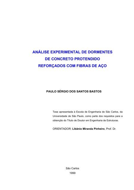 análise experimental de dormentes de concreto protendido ...