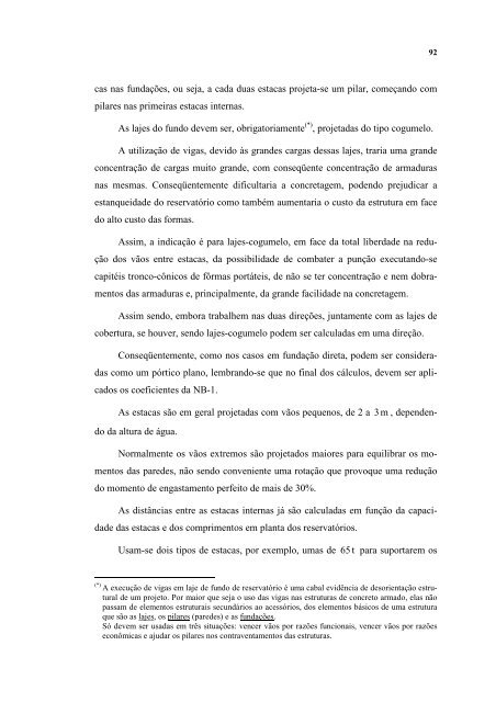 projetos estruturais de reservatórios paralelepipédicos de concreto ...