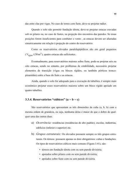 projetos estruturais de reservatórios paralelepipédicos de concreto ...