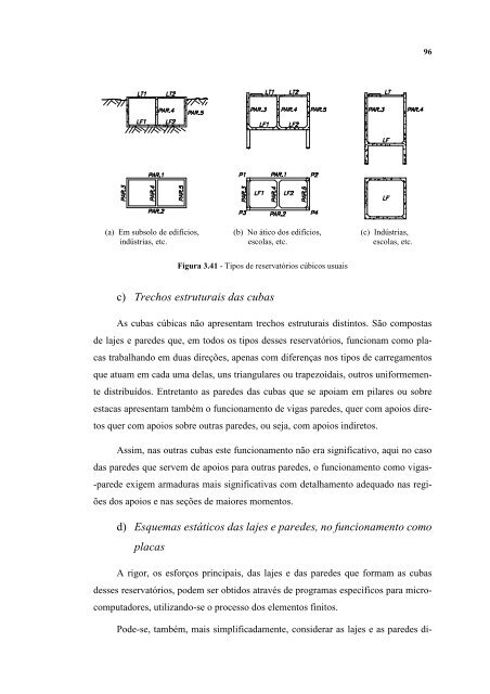 projetos estruturais de reservatórios paralelepipédicos de concreto ...