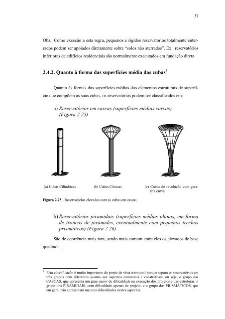 projetos estruturais de reservatórios paralelepipédicos de concreto ...