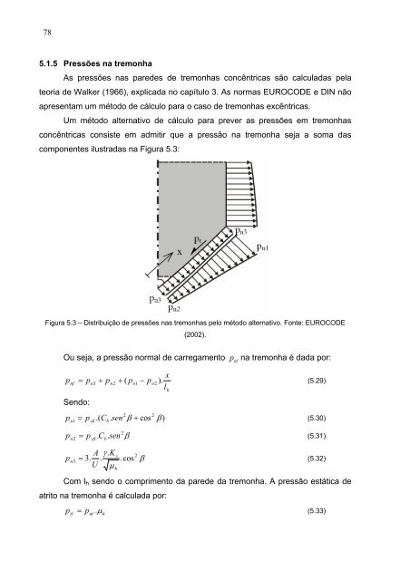 PRESSÕES EM SILOS ESBELTOS COM DESCARGA EXCÊNTRICA