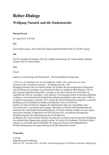 Belter-Dialoge Wolfgang Natonek und die ... - Universität Leipzig