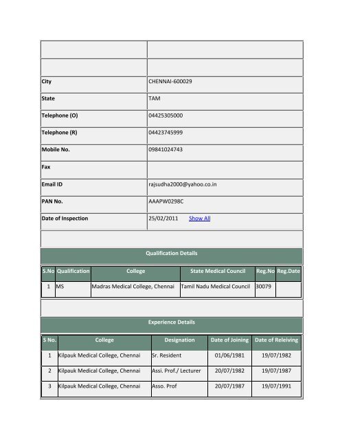 (ANE-2131734) View Teacher Profile Primary Registration No ...