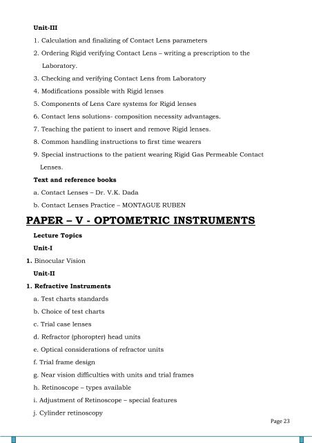 M.Sc. (Optometry) Syllabus & Regulations - Tamil Nadu Dr. MGR ...