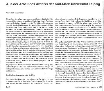 Aus der Arbeit des Archivs der Karl-Marx - Universitätsarchiv Leipzig ...