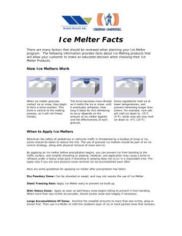 Ice Melter Facts - Wood Wyant