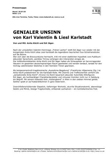 GENIALER UNSINN von Karl Valentin & Liesl Karlstadt - kabarett.at
